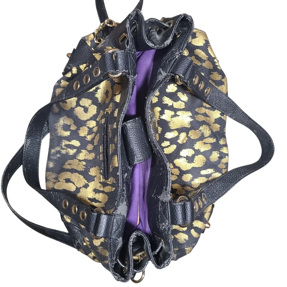 Juicy Couture Y2K Vintage Gold Leopard Daydreamer Satchel Bag